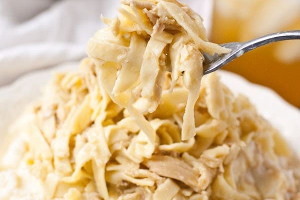 Turkey and Noodles Over Mashed Potatoes