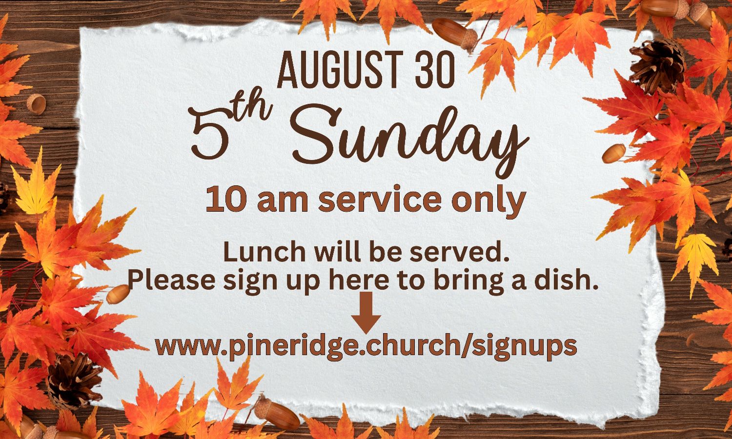 5th Sunday Lunch - August 30th